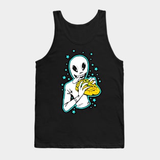 Alien Eating Pizza Tank Top